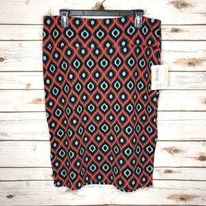 Lularoe cassie skirt pencil orange and blue XL